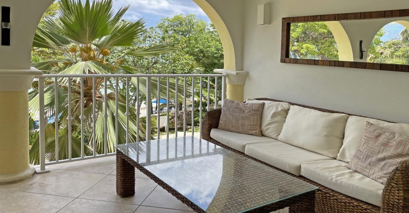 Sapphire Beach 207 Patio Overlooking Pool to Beach