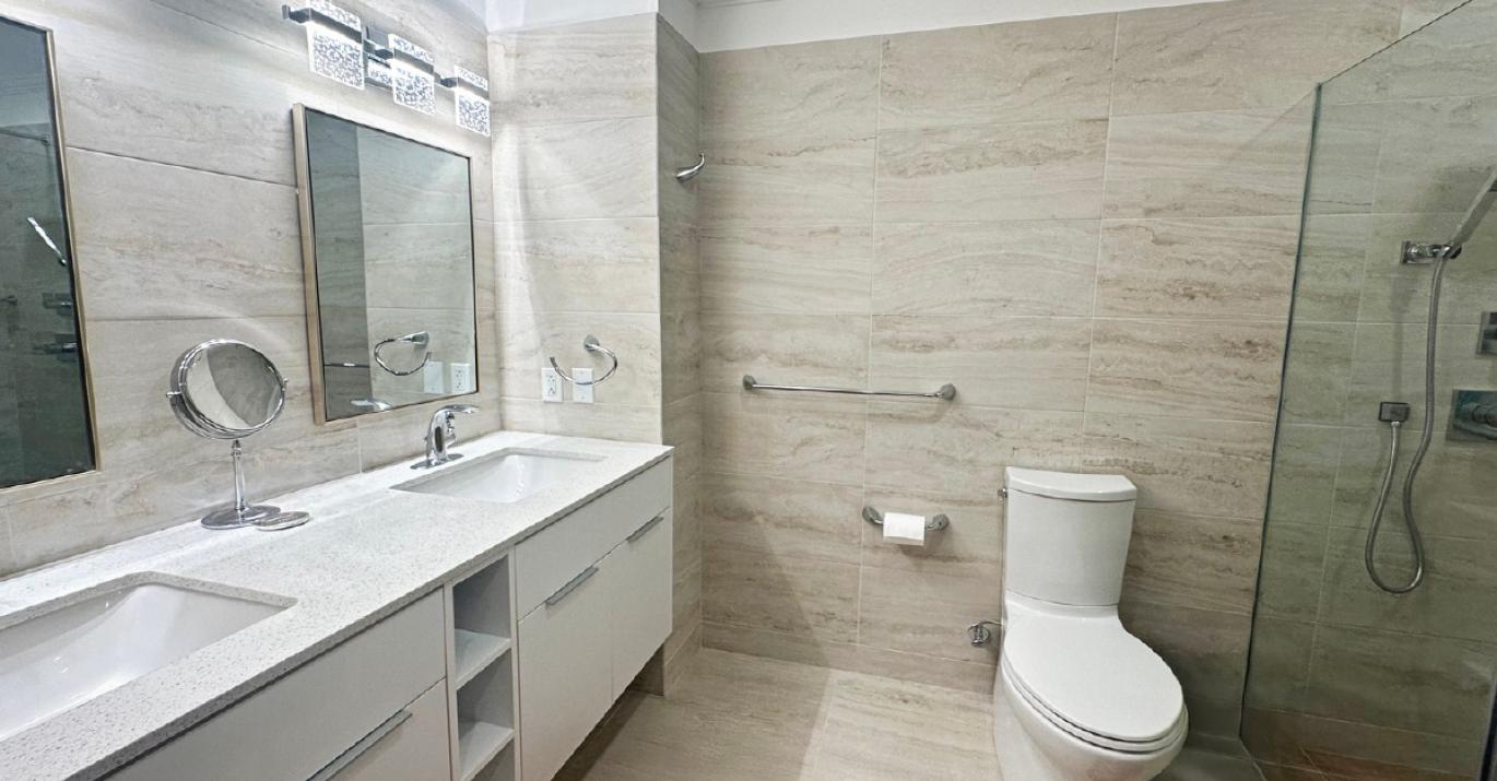 Unit B205 primary bathroom