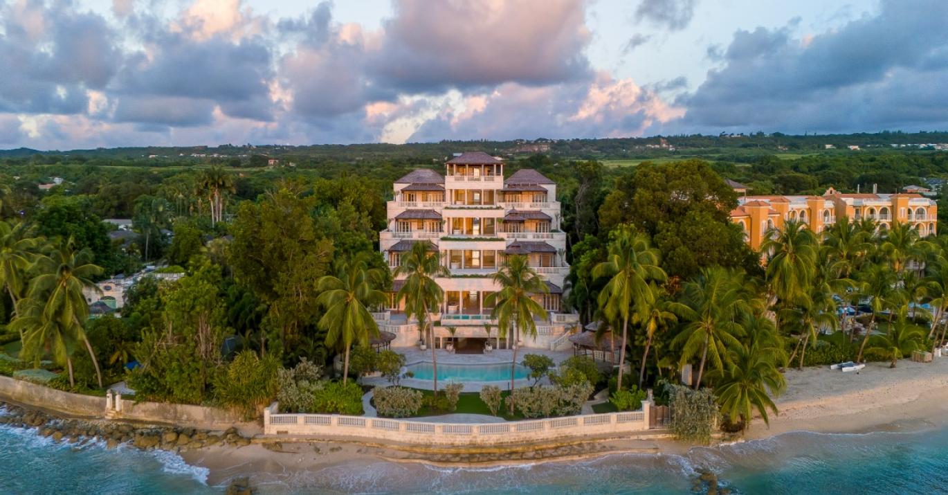Emerald Chateau Spanish style ocean front property for sale Barbados