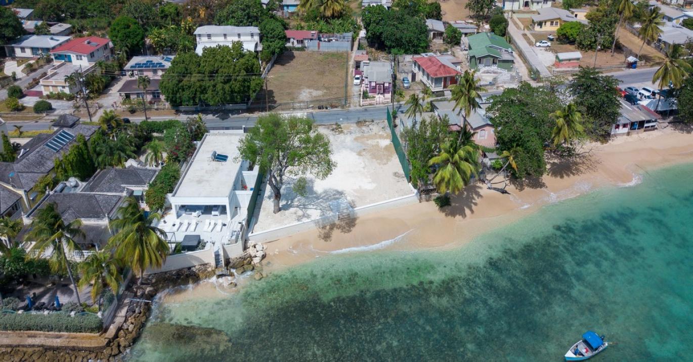 Aerial of Bend Land Beachfront for sale Weston St James Barbados