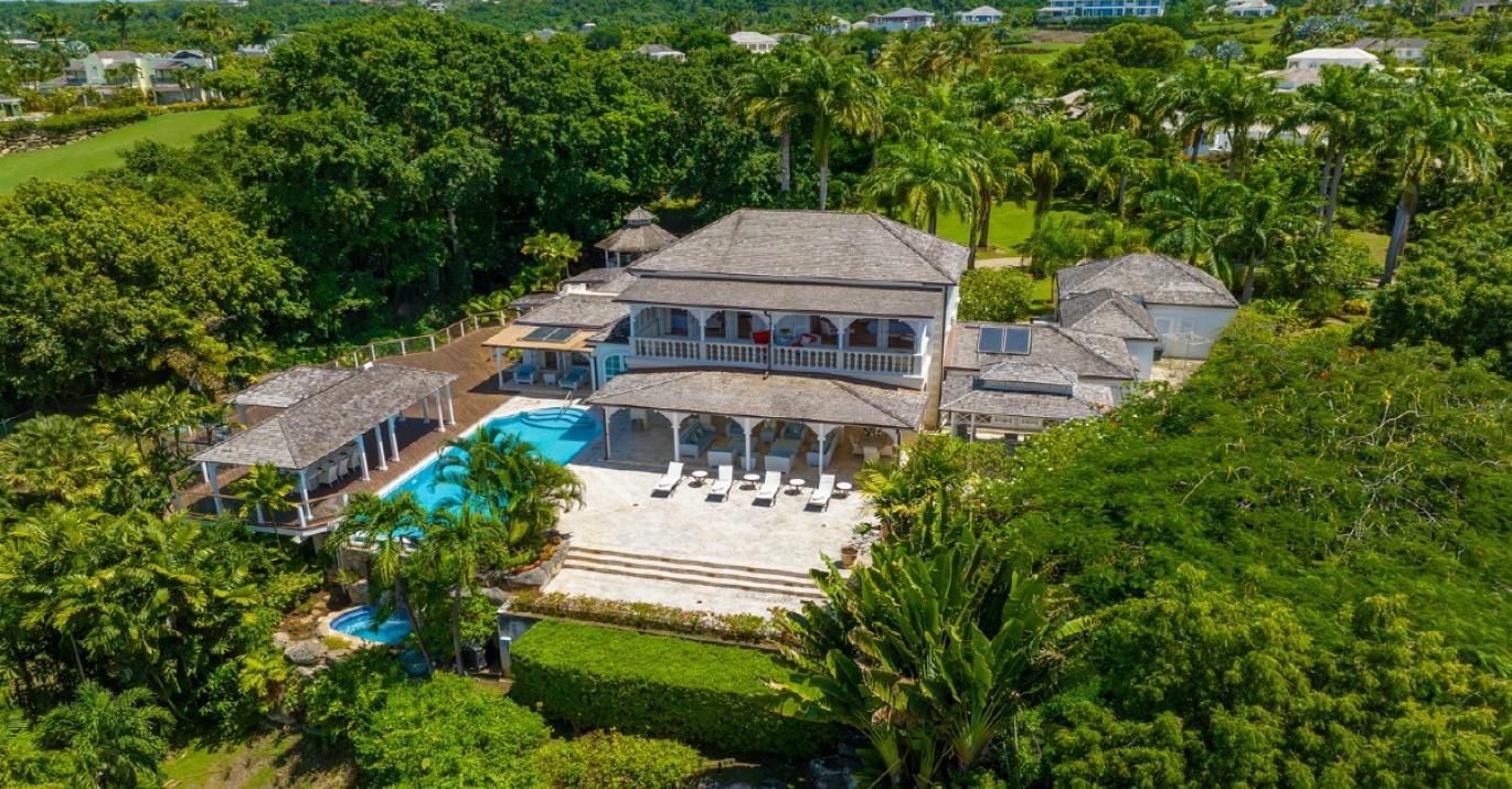 Aerial of Waterfalls for Sale in Secluded Royal Westmoreland Golf Resort 
