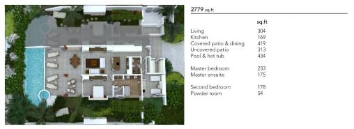 2 Bedroom Residence with 1 Pool