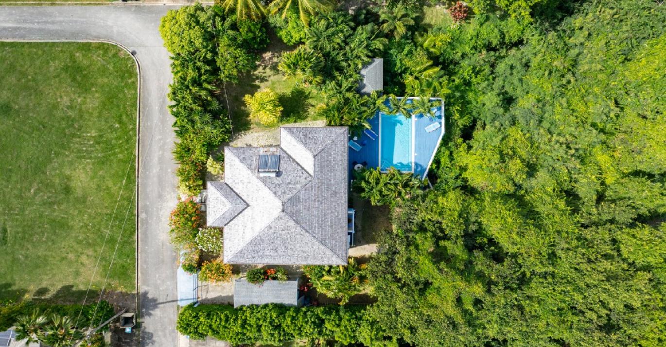 bajan blue drone view