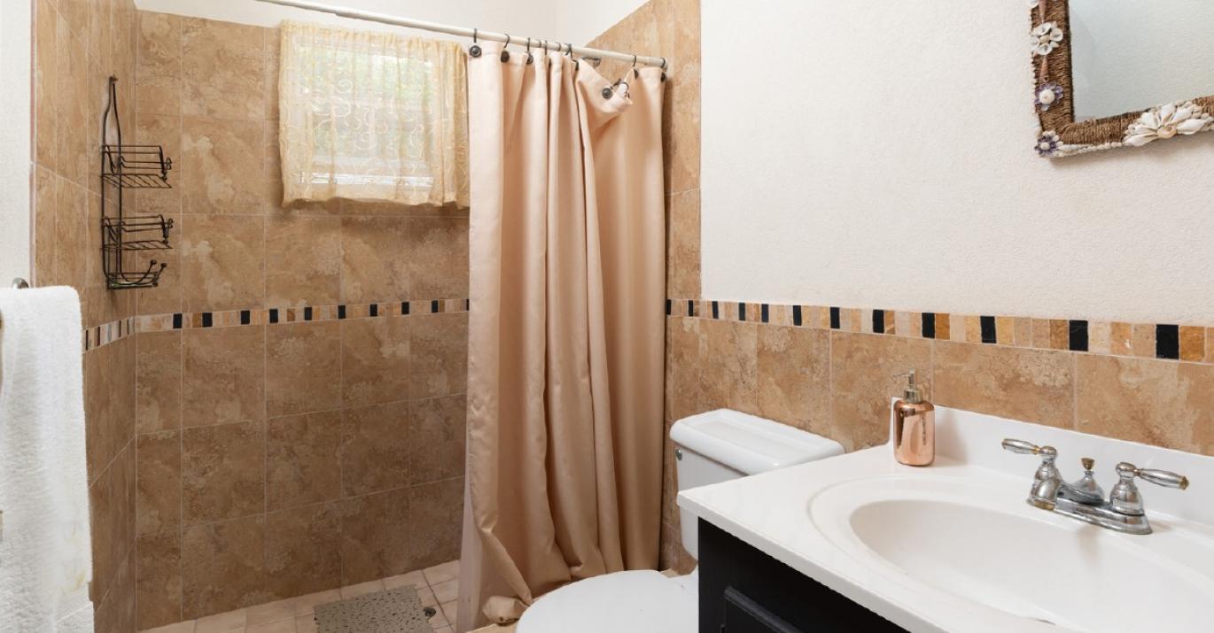 bajan blue guest bathroom