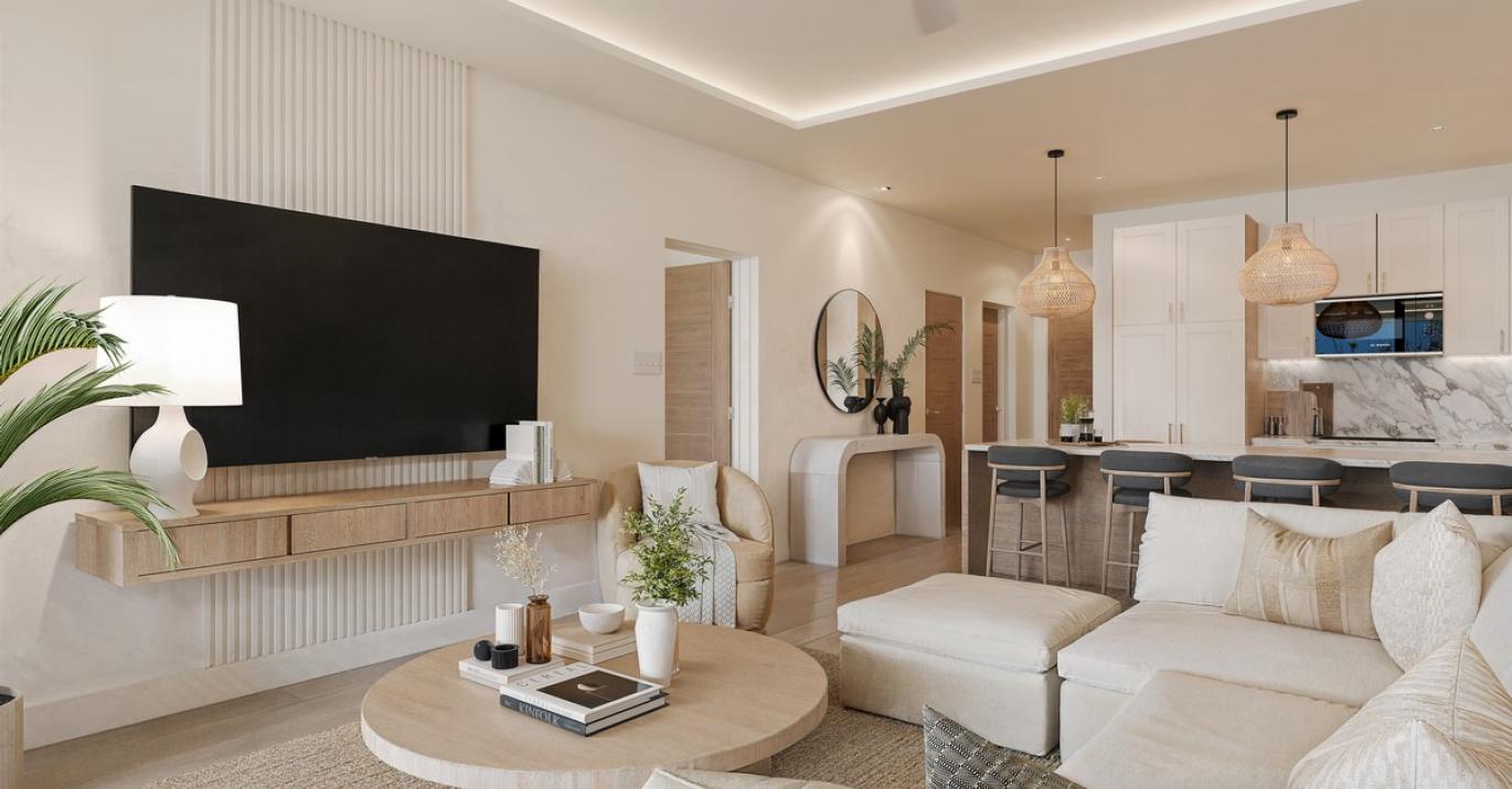 Ocean Blue 3 bed living & kitchen