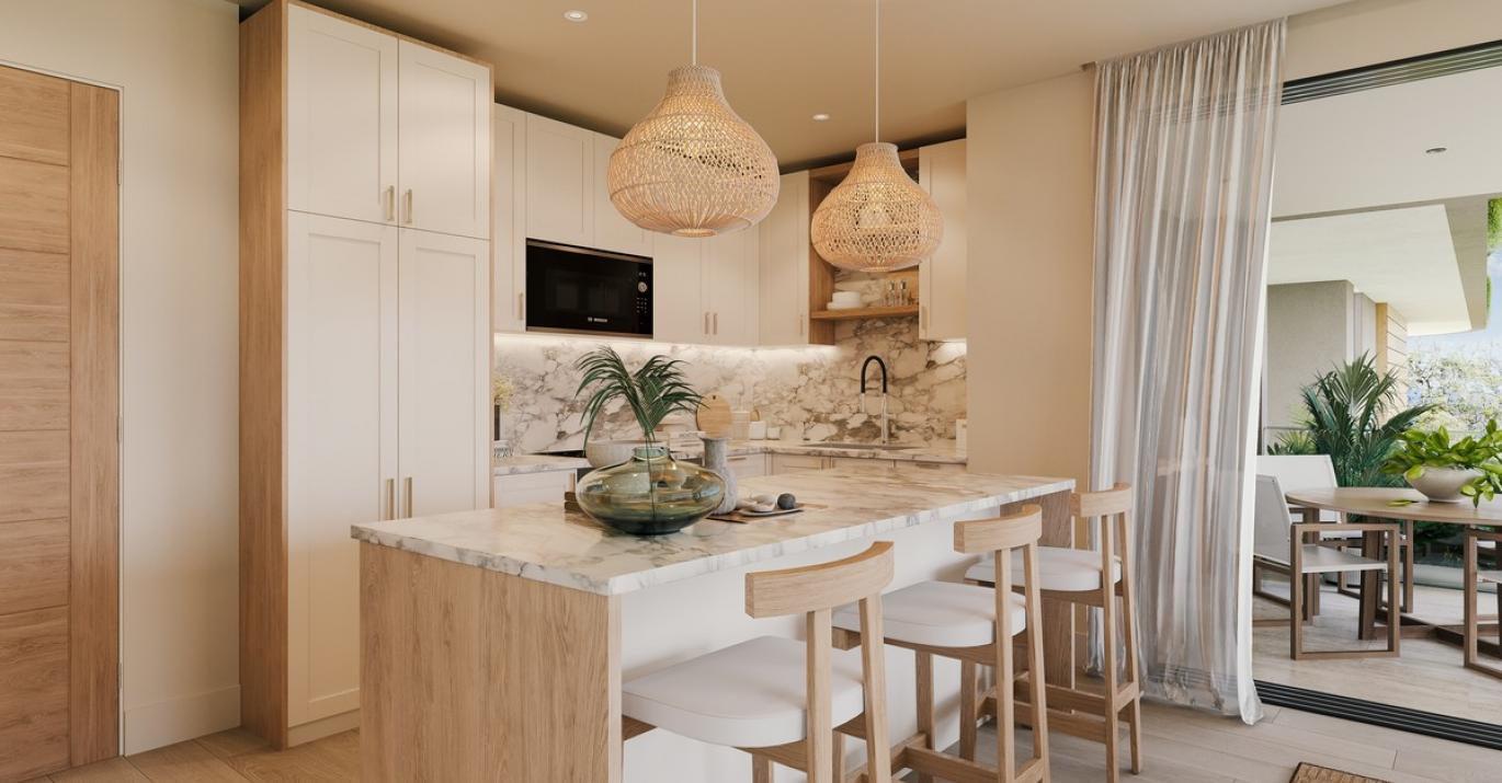 Ocean Blue two bed kitchen